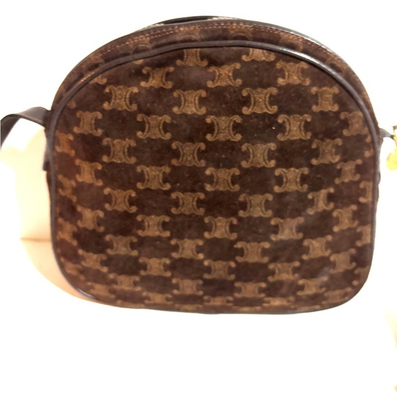 Celine vintage  signature print Chic brown suede  & leather  Crossbody Bag - Picture 2 of 11